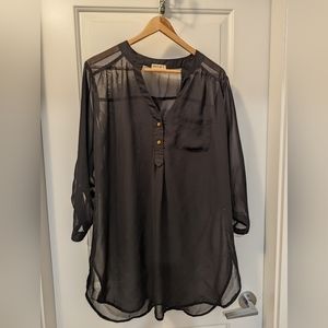 Black 3/4 sleeves sheer tunic
